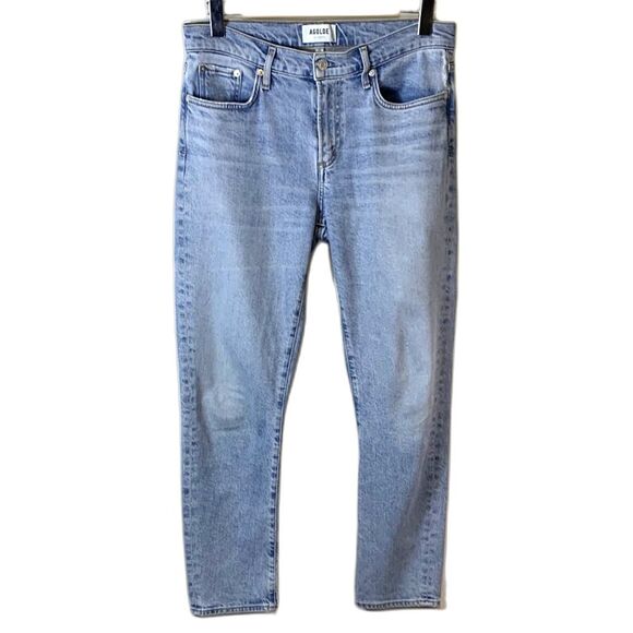 AGOLDE Toni Med-Light Wash Blue Mid-Rise Slim-Straight Leg Jeans Size 28 - Picture 14 of 14